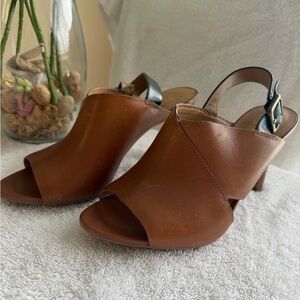 Franco Sarto Tan Leather Slingback Heels